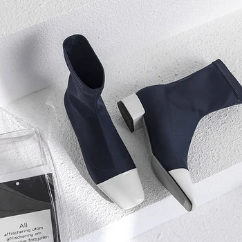 Vogue Patchwork Stretch Fabric Women Boots Vintage Square Toe High Heel Women Boots Thick Heel Women Winter Shoes SWE0208
Vogue Patchwork Stretch Fabric Women Boots Vintage Square Toe High Heel Women Boots Thick Heel Women Winter Shoes SWE0208