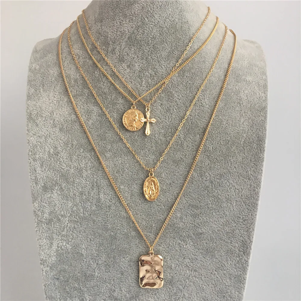 TRENDY WOMEN NECKLACE GOLD COLOR PLATING COIN CROSS MEDALLION SQUARE PENDANT LAYERED NECKLACE FOR WOMEN GIRL
TRENDY WOMEN NECKLACE GOLD COLOR PLATING COIN CROSS MEDALLION SQUARE PENDANT LAYERED NECKLACE FOR WOMEN GIRL