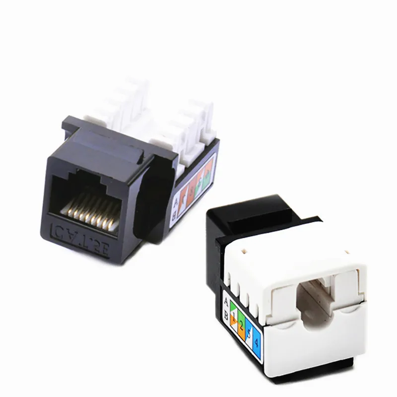 Cat5e UTP Keystone Jack Black White Color 90degree Tool-less Gold Plated Fluke Passed Unshielded Female Cable Module
Cat5e UTP Keystone Jack Black White Color 90degree Tool-less Gold Plated Fluke Passed Unshielded Female Cable Module