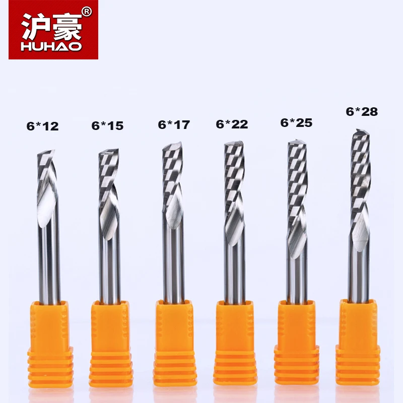 HUHAO 1pc 6mm One Flute Spiral Engrving Bits CNC End Mill Tungsten Carbide Router Tool PCB Milling Cutter Router Bits for Wood
HUHAO 1pc 6mm One Flute Spiral Engrving Bits CNC End Mill Tungsten Carbide Router Tool PCB Milling Cutter Router Bits for Wood