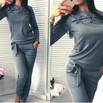 Two Piece Set Sweatshirt Pant Fashion Women Autumn Winter Sport Cothing Hollow Lace Up Pullover Shirt Tracksuit
Two Piece Set Sweatshirt Pant Fashion Women Autumn Winter Sport Cothing Hollow Lace Up Pullover Shirt Tracksuit