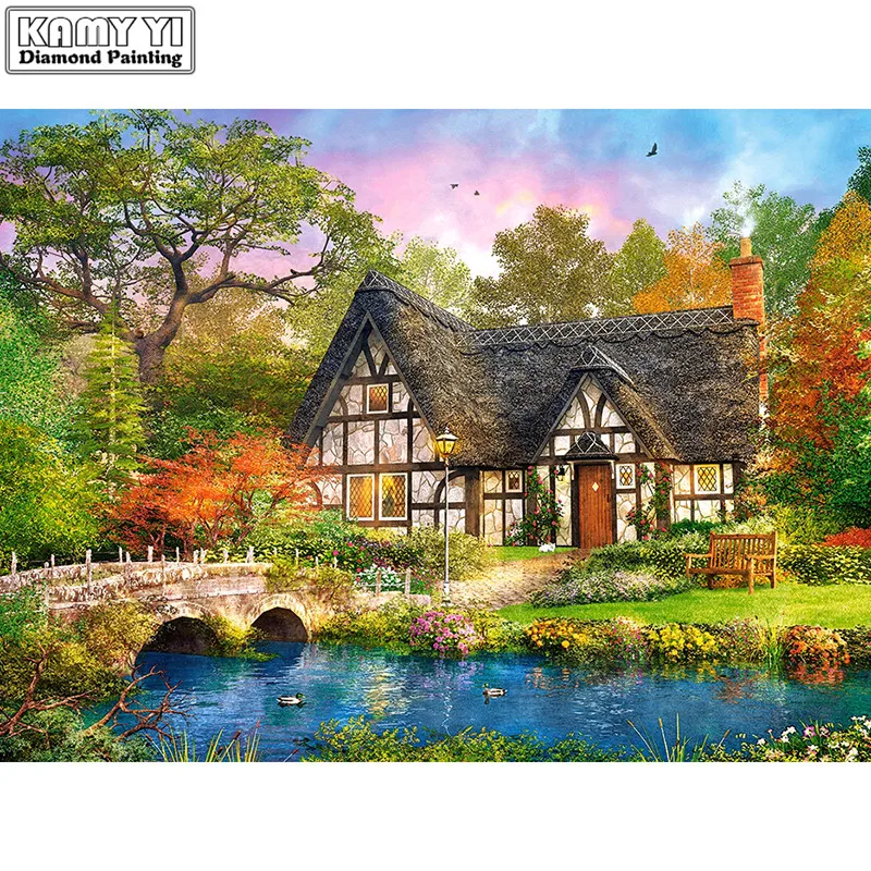 Full Round 5D diamond painting DIY diamond embroidery House Bridge River water Cross Stitch Rhinestone mosaic home decoration 
Full Round 5D diamond painting DIY diamond embroidery House Bridge River water Cross Stitch Rhinestone mosaic home decoration