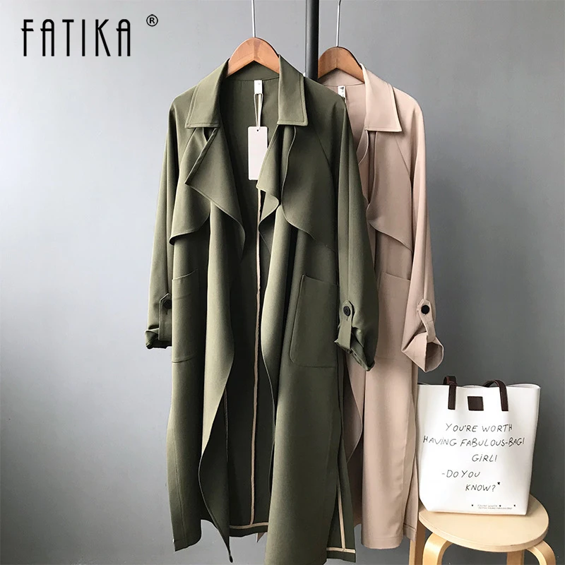 FATIKA Women Classic Solid Trun-down Collar Trench Women 2019 Spring Autumn Casual Pockets Coat Outerwear
FATIKA Women Classic Solid Trun-down Collar Trench Women 2019 Spring Autumn Casual Pockets Coat Outerwear