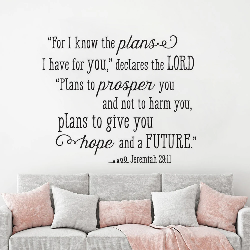 

Bible Verse Quote Wall Decal Jeremiah 29:11 Wall Sticker I Know The Plans I Have For You Quote Vinyl Murals Home Decor AY1747