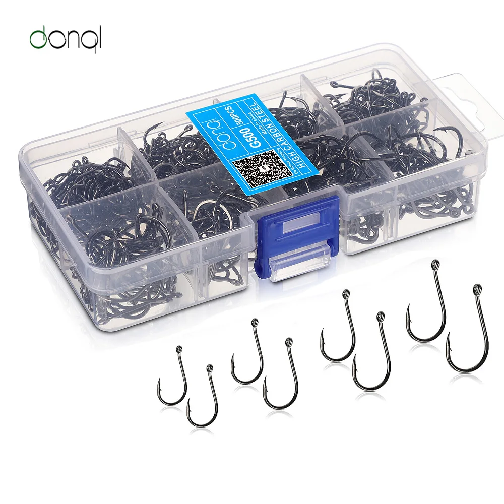 DONQL 500pcs/Box High Carbon Steel Barbed Fishing Hook Mixed Size jig Hook Fish Bait Holder Carp Fishing Jig Head Fishing Hook
DONQL 500pcs/Box High Carbon Steel Barbed Fishing Hook Mixed Size jig Hook Fish Bait Holder Carp Fishing Jig Head Fishing Hook