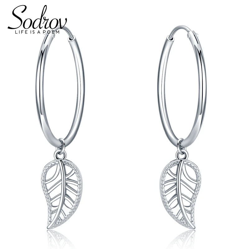 SODROV Women's Silver Genuine 925 Sterling Silver Leaf Hoop Earrings High Jewelry Brincos HE026 Personalized
SODROV Women's Silver Genuine 925 Sterling Silver Leaf Hoop Earrings High Jewelry Brincos HE026 Personalized