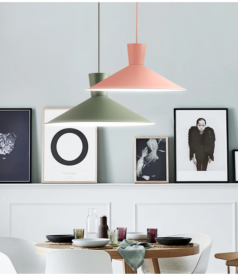 Description Picture 3 of itemModern Simple Macaron Pendant Lights Post Modern Colorful Restaurant Bar Bedroom Bedside Coffee Shop Creative LED E27 Droplight