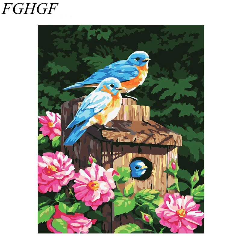 FGHGF Красочные Птицы бескаркасная ручная роспись DIY цифровая картина маслом по