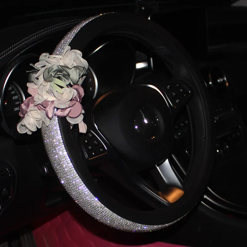 Bling Diamond Crystal Car Steering Wheel Cover pu Leather Lace Flower Rhinestone Steering Wheel Case for Women Car Accessories
Bling Diamond Crystal Car Steering Wheel Cover pu Leather Lace Flower Rhinestone Steering Wheel Case for Women Car Accessories