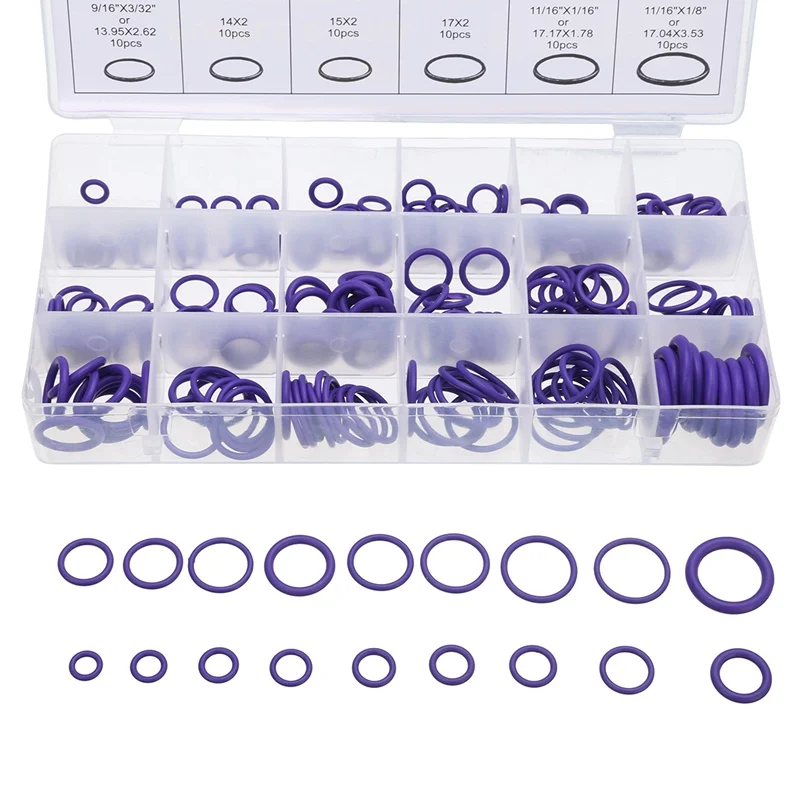 270pcs/Set Purple 18 Sizes Mixed O Ring Seal Car Auto Air Conditioning Repair HNBR O-Ring Seal High Quality 
270pcs/Set Purple 18 Sizes Mixed O Ring Seal Car Auto Air Conditioning Repair HNBR O-Ring Seal High Quality