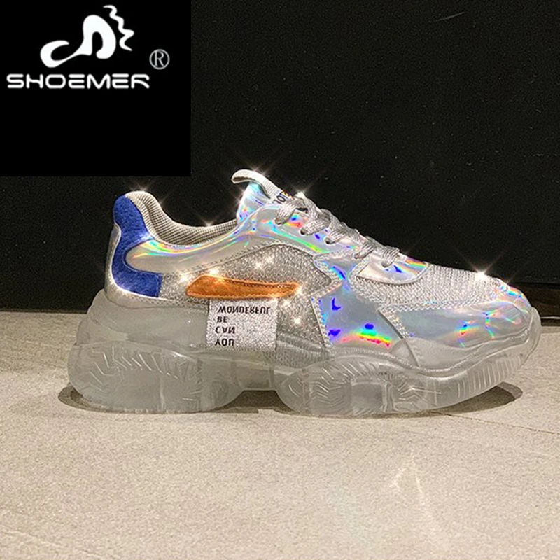 SHOEMER Brand fashion Women shoes Transparent Sneakers Harajuku Ladies Platform Jelly Shoes Laser Casual Shoes Shiny sneakers
SHOEMER Brand fashion Women shoes Transparent Sneakers Harajuku Ladies Platform Jelly Shoes Laser Casual Shoes Shiny sneakers