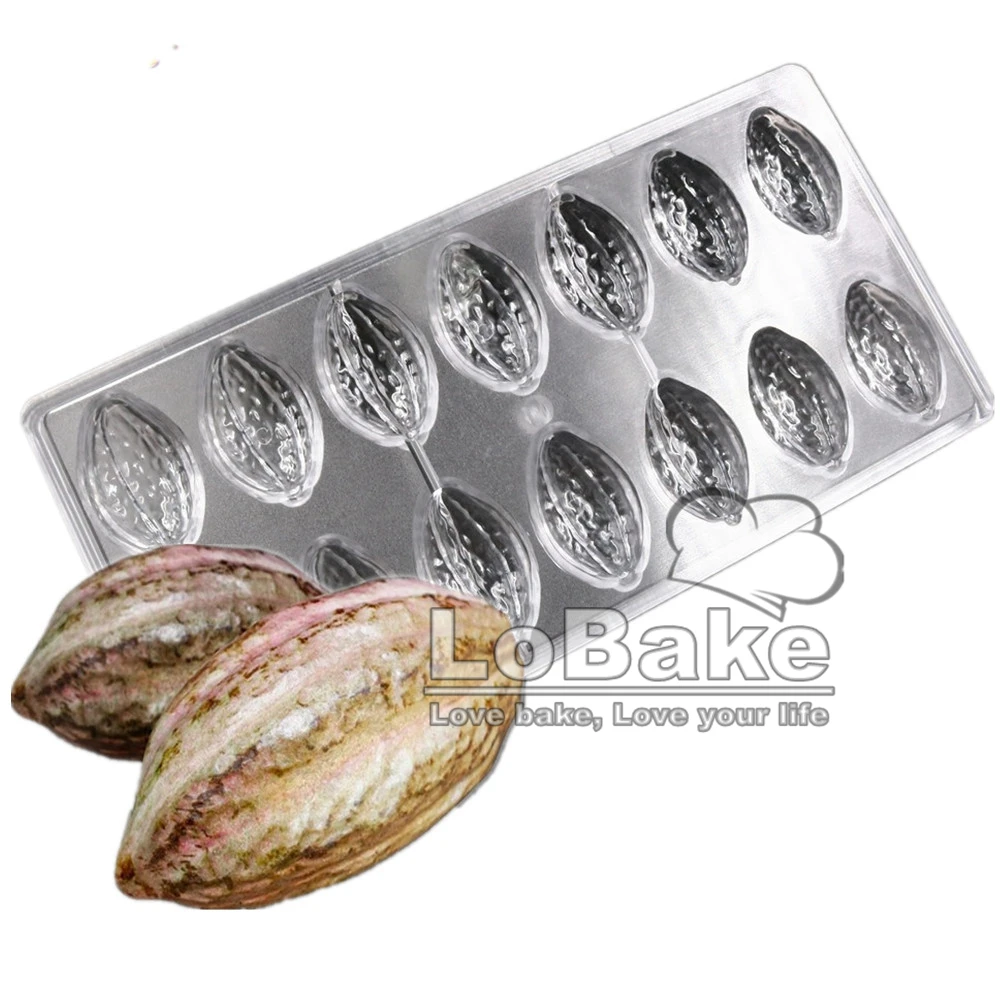 

Latest 14 cavities cocoa fruit nut shape polycarbonate chocolate mold ice tray candy mould jelly pudding molds DIY bakery