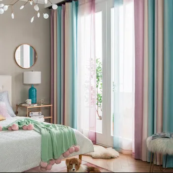 Gradient Window Curtains Rainbow Stripe Print Blinds Curtains Tulle Sheer Voile Decorative Drapes for Living Room Bed Room Blue
Gradient Window Curtains Rainbow Stripe Print Blinds Curtains Tulle Sheer Voile Decorative Drapes for Living Room Bed Room Blue