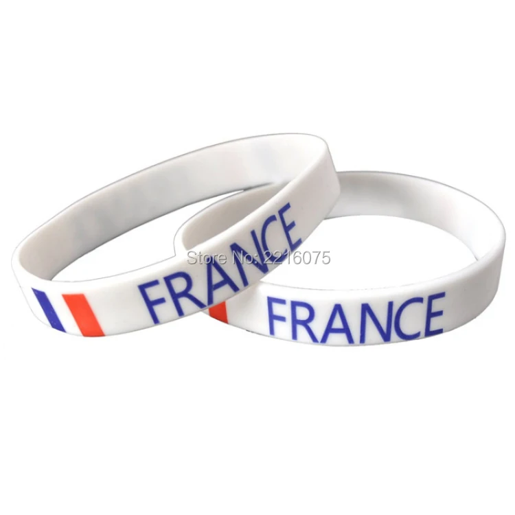 300 шт. цвета: белый красный синий флаг браслет France силиконовые браслеты