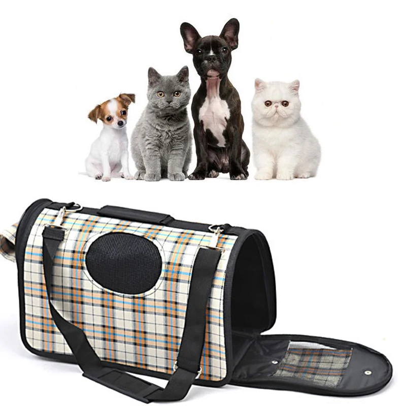 

Portable Soft Pet Dog Cat Carrier Comfort Travel Shoulder Bag Foldable Crate Cage House Kennel Pet Cage Travel Plaid Dog Bag