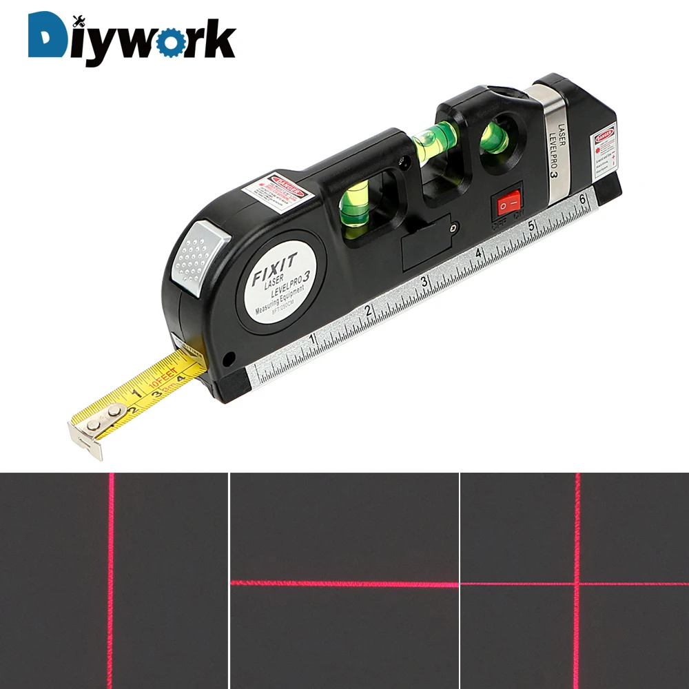 DIYWORK4 in 1 Infrared Laser Measuring Tool 2.5M Tape Level Cross Line Laser Ruler with Triple-positioned Leveling Bubble
DIYWORK4 in 1 Infrared Laser Measuring Tool 2.5M Tape Level Cross Line Laser Ruler with Triple-positioned Leveling Bubble