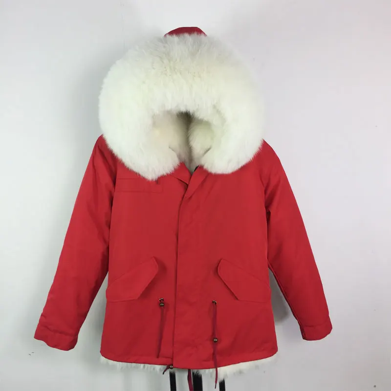 Фото Новая ткань хорошего качества красная куртка подкладка из натурального Лисьего
