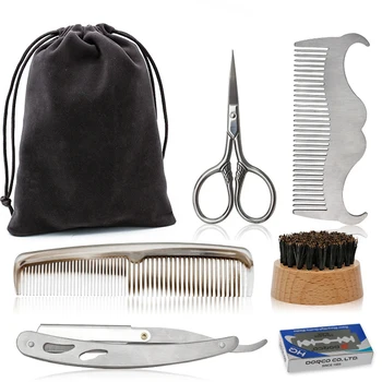 6pcs Beard Grooming Kit Trimming Shaving Brush Comb Beard Set Mustache Scissors Straight Razor Shaping Shave Brush Tools
6pcs Beard Grooming Kit Trimming Shaving Brush Comb Beard Set Mustache Scissors Straight Razor Shaping Shave Brush Tools