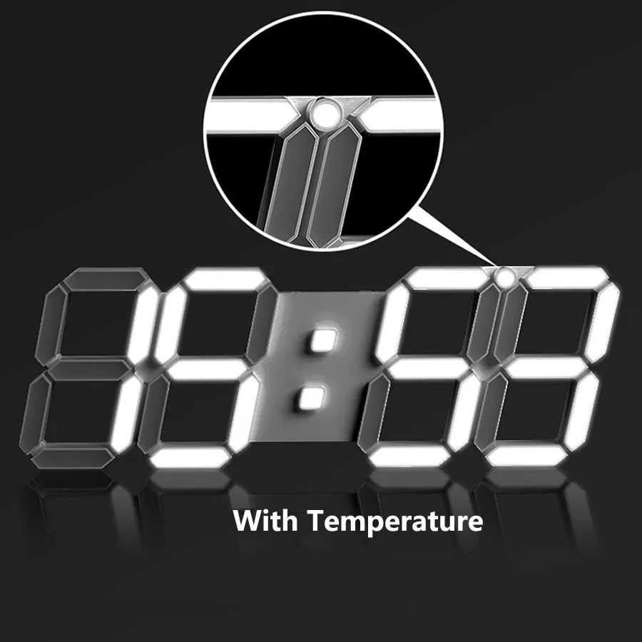 Large Digital Wall Clock Modern Design 3 Option Alarm LED Display 3D Calendar Clocks with Temperature Wall Watch Home Decor
Large Digital Wall Clock Modern Design 3 Option Alarm LED Display 3D Calendar Clocks with Temperature Wall Watch Home Decor