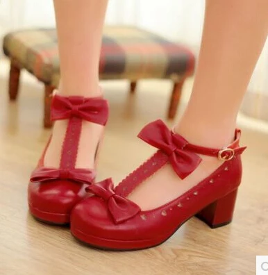 Fresh sweet Lolita Lolita Japanese bow thick crust thick with black and white red COS female student shoes tide 
Fresh sweet Lolita Lolita Japanese bow thick crust thick with black and white red COS female student shoes tide