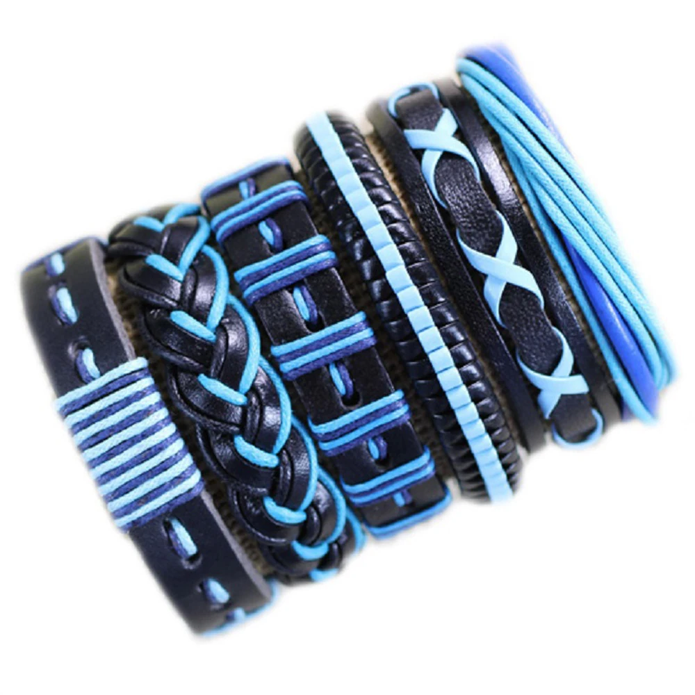6pcs/lot Blue ethnic tribal Leather Bracelet Men's Bracelets For Men Pulseira Masculina Fashion Jewelry Handmade Bracelet H69
6pcs/lot Blue ethnic tribal Leather Bracelet Men's Bracelets For Men Pulseira Masculina Fashion Jewelry Handmade Bracelet H69