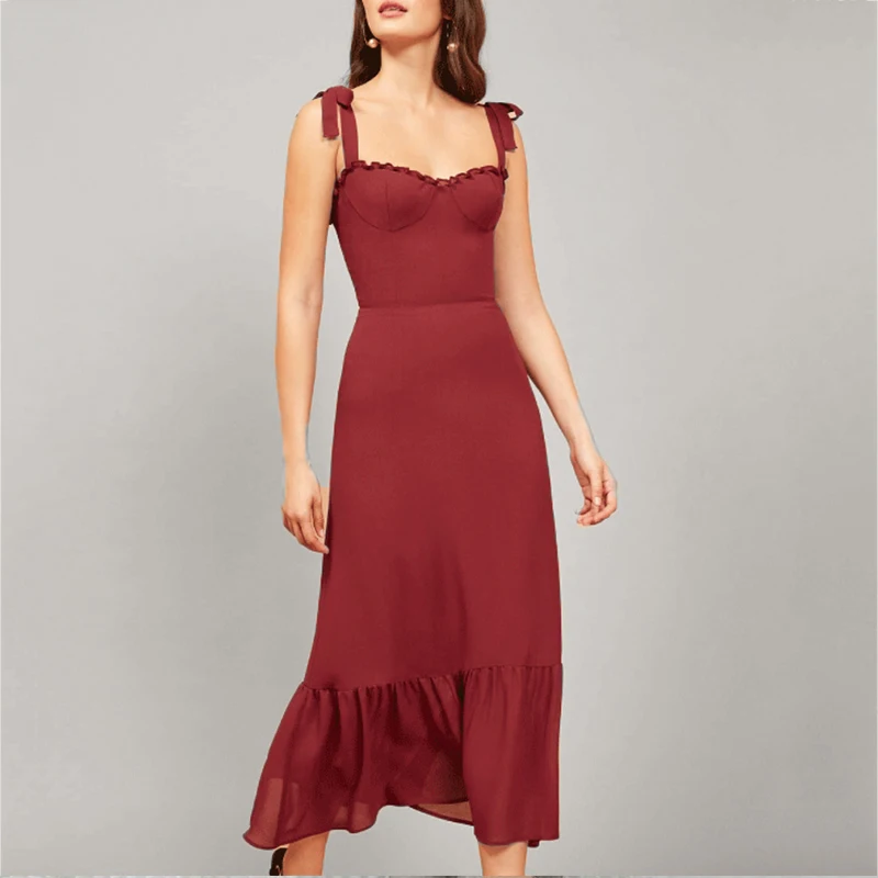 women Ruffle Trim Long Wrap Dress chiffon Elegant Sleeveless Women Summer red Dresses 2019 Ladies A Line Pleated Dress
women Ruffle Trim Long Wrap Dress chiffon Elegant Sleeveless Women Summer red Dresses 2019 Ladies A Line Pleated Dress