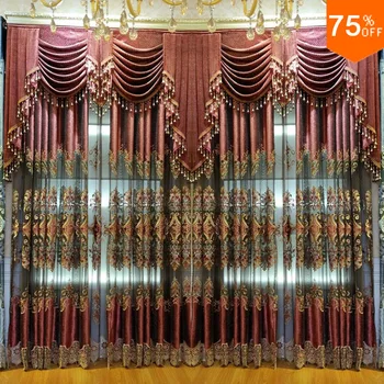 Luxury Euro Curtain Embroidery style for Double window together in Living Room Coffee Red Colorful Fuzzing Embroidery Drapery 
Luxury Euro Curtain Embroidery style for Double window together in Living Room Coffee Red Colorful Fuzzing Embroidery Drapery