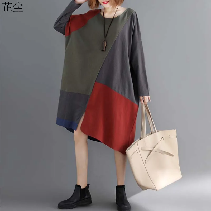Women Autumn Plus Size Patchwork Dress Long Sleeve Pockets Vintage Ethnic Robe Femme Big Size 4XL 5XL 6XL Cotton Midi Dress 2019
Women Autumn Plus Size Patchwork Dress Long Sleeve Pockets Vintage Ethnic Robe Femme Big Size 4XL 5XL 6XL Cotton Midi Dress 2019