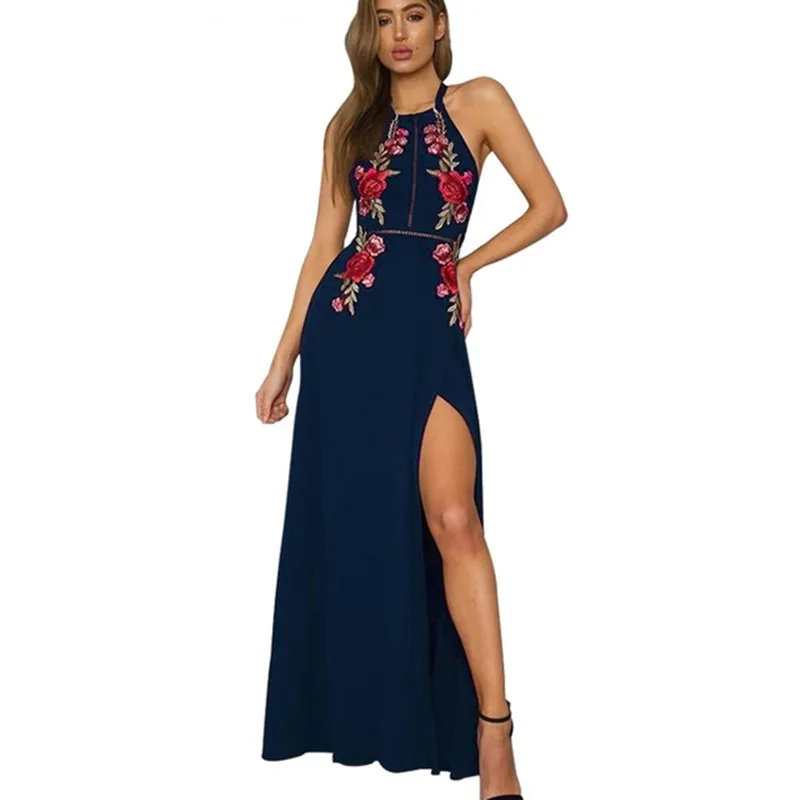 Sexy Clubwear Long Dresses Black High Split Floral Embroidered Backless Maxi Dress Robe Femme Vestido De Festa E61448
Sexy Clubwear Long Dresses Black High Split Floral Embroidered Backless Maxi Dress Robe Femme Vestido De Festa E61448