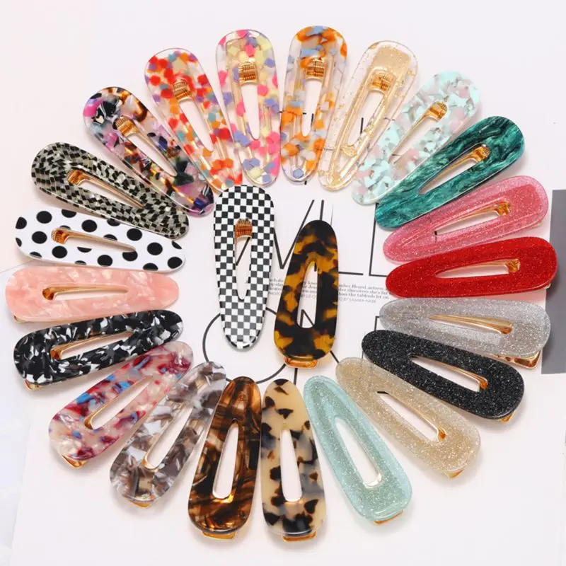 

22 Korean Style Acetate BB Hair Clips Sweet Jelly Candy Colored Water Drop Hairgrips Retro Polka Dot Glitter Shimmer Barrettes
