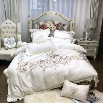 White Pink Luxury Flowers Embroidery 100S Egyptian cotton Court Bedding Set Duvet Cover Bed sheet Bed Linen Pillowcases 4/7pcs
White Pink Luxury Flowers Embroidery 100S Egyptian cotton Court Bedding Set Duvet Cover Bed sheet Bed Linen Pillowcases 4/7pcs