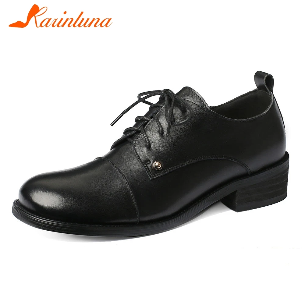 KARINLUNA brand genuine cow leather flats woman shoe shoelaces leisure comfort retro british style oxford shoes woman flats 2019
KARINLUNA brand genuine cow leather flats woman shoe shoelaces leisure comfort retro british style oxford shoes woman flats 2019