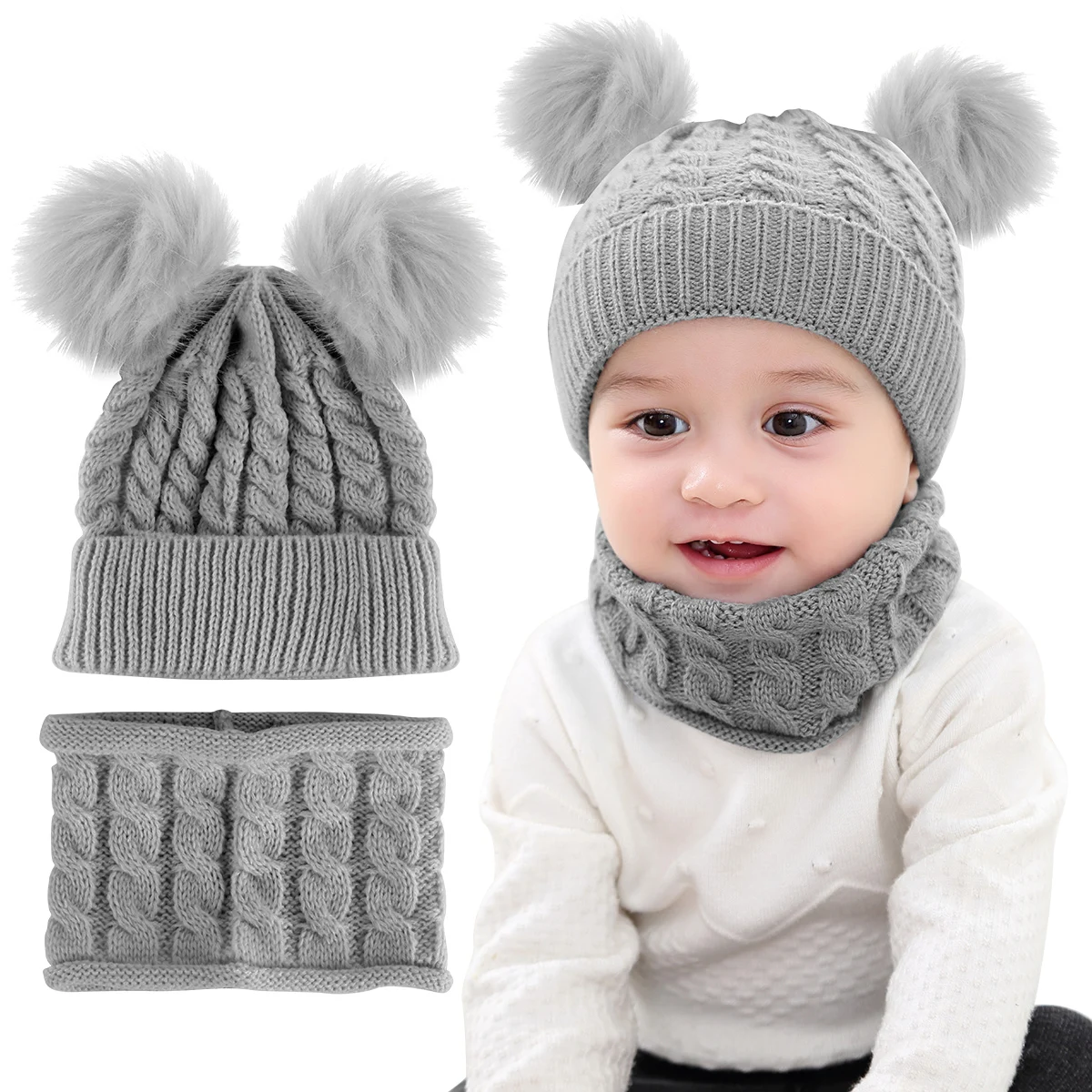 2Pcs/Set Newborn Baby Knitted Hat Scarf With 2 Pompom Warm Caps Scarves Infant Boys Girls Autumn Winter Warm Crochet Beanie Set
2Pcs/Set Newborn Baby Knitted Hat Scarf With 2 Pompom Warm Caps Scarves Infant Boys Girls Autumn Winter Warm Crochet Beanie Set
