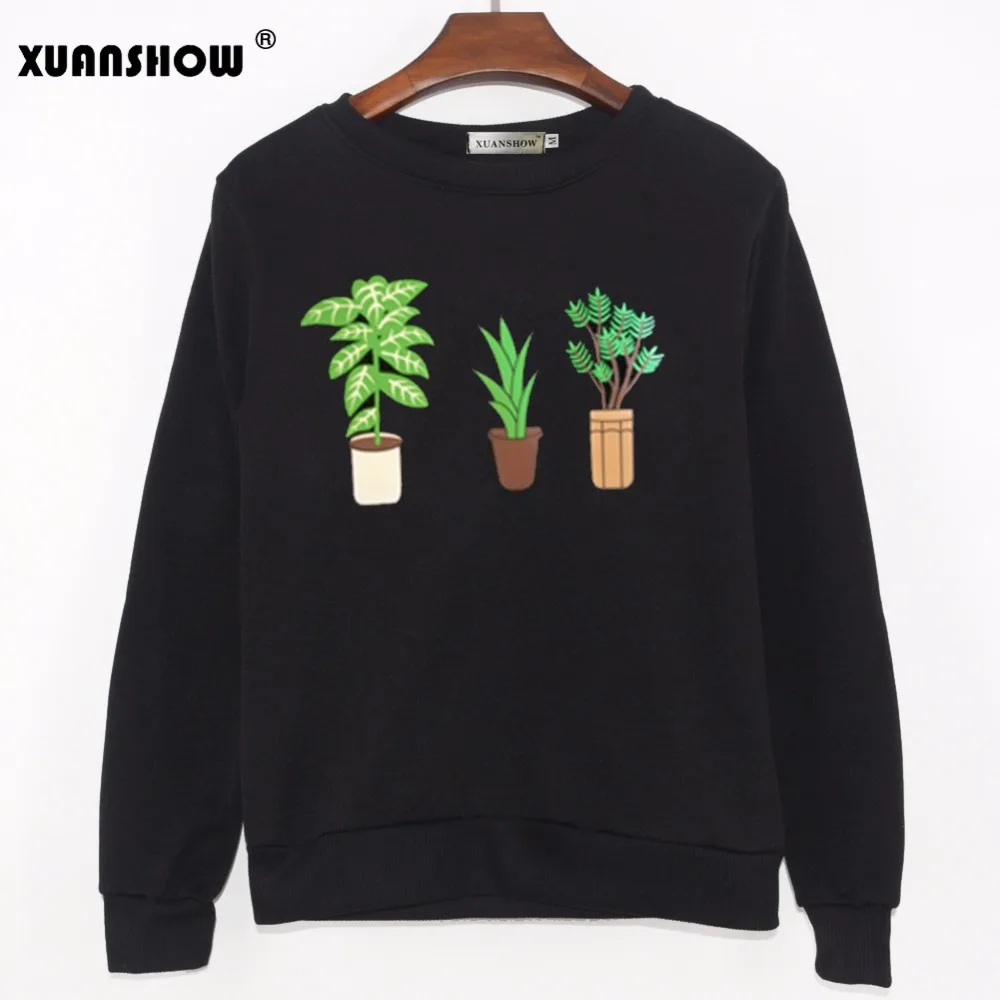 2018 Autumn Winter Women Black Long Sleeve Green Plants Print Casual Fleece Sweatshirt Pullover Tops
2018 Autumn Winter Women Black Long Sleeve Green Plants Print Casual Fleece Sweatshirt Pullover Tops