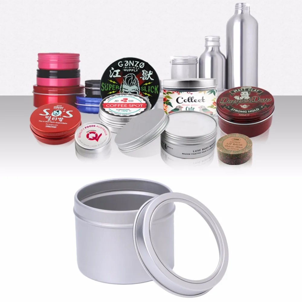 2*Empty Aluminium Cosmetic Pots Container Jar Tins Clear Top View Window 100ml new
2*Empty Aluminium Cosmetic Pots Container Jar Tins Clear Top View Window 100ml new