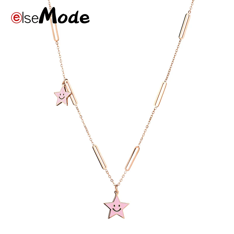ELSEMODE Cute Pentagram Smile Face Enamel Simple Stainless Steel Charm Pendant Necklace For Women Girl Jewelry Gilf
ELSEMODE Cute Pentagram Smile Face Enamel Simple Stainless Steel Charm Pendant Necklace For Women Girl Jewelry Gilf