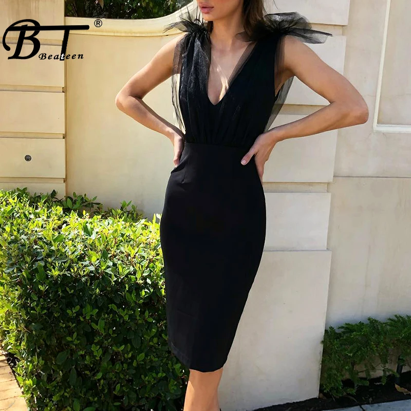 Beateen 2019 New Fashion Mesh Bow Detail Frill Cinching Sexy Deep V Neck Sleeveless Bodycon Women Party Bandage Midi Dress
Beateen 2019 New Fashion Mesh Bow Detail Frill Cinching Sexy Deep V Neck Sleeveless Bodycon Women Party Bandage Midi Dress