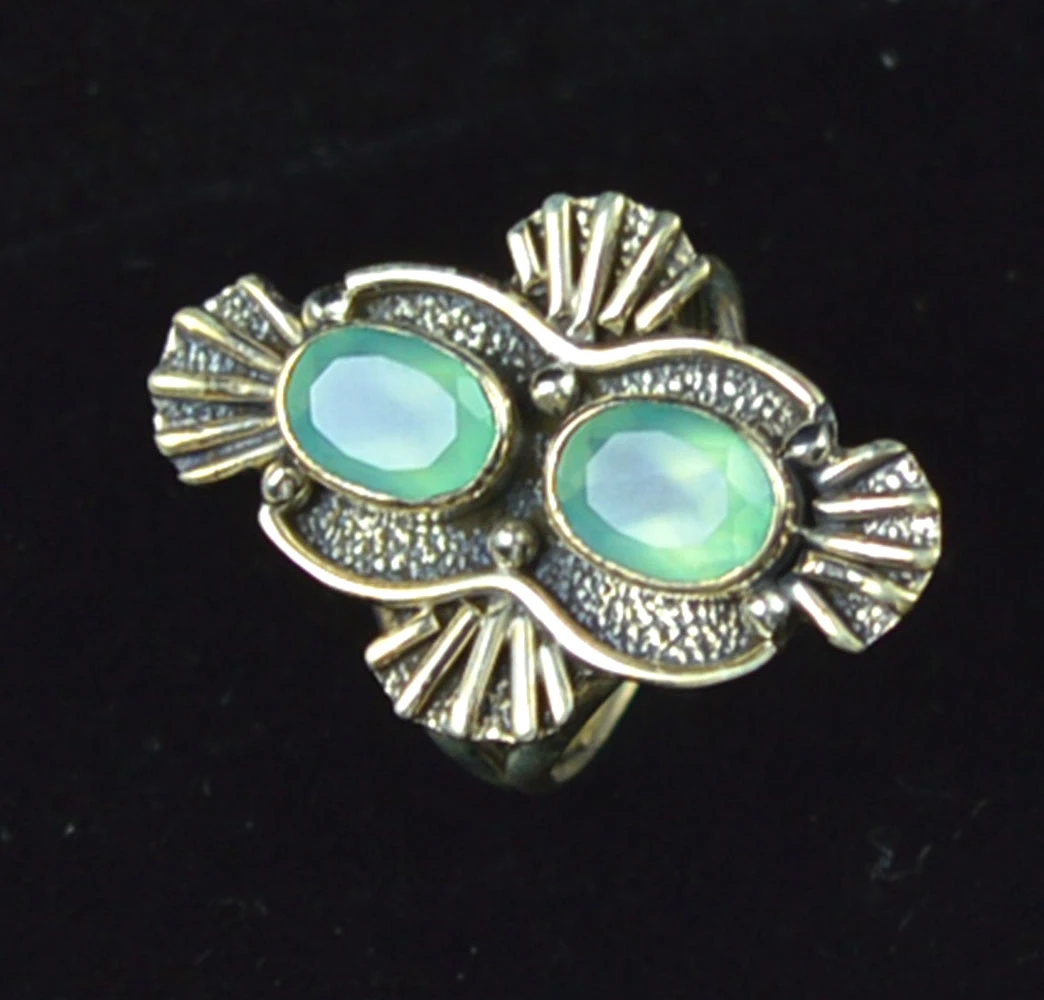 Lovegem Genuine Blue Chalcedony Ring 925 Sterling Silver, Size : 7.25, AR2910