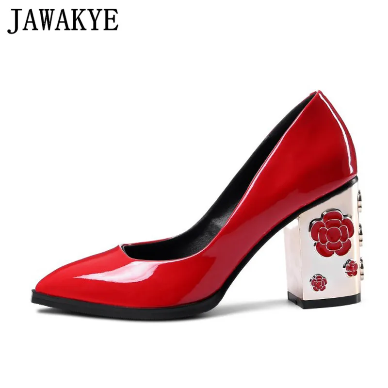 Sexy spring summer patent leather Ladies Pumps metal flowers decor square high heels 2018 wedding shoes women zapatos mujer
Sexy spring summer patent leather Ladies Pumps metal flowers decor square high heels 2018 wedding shoes women zapatos mujer
