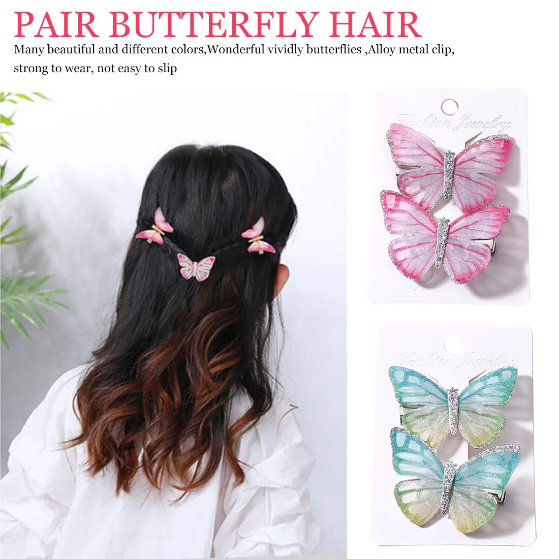 2PCS/Set Girls Colorful Dream Butterfly Hair Clips Cartoon Children Fashion Hairpin Hair Accessories Cute Little Girls
2PCS/Set Girls Colorful Dream Butterfly Hair Clips Cartoon Children Fashion Hairpin Hair Accessories Cute Little Girls