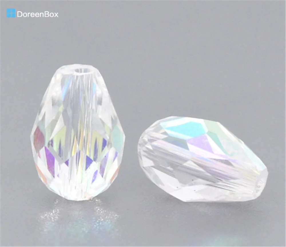 

Doreen Box hot- Clear AB Color Crystal Glass Faceted Teardrop Beads 5500 11x8mm, sold per packet of 50(B10449)