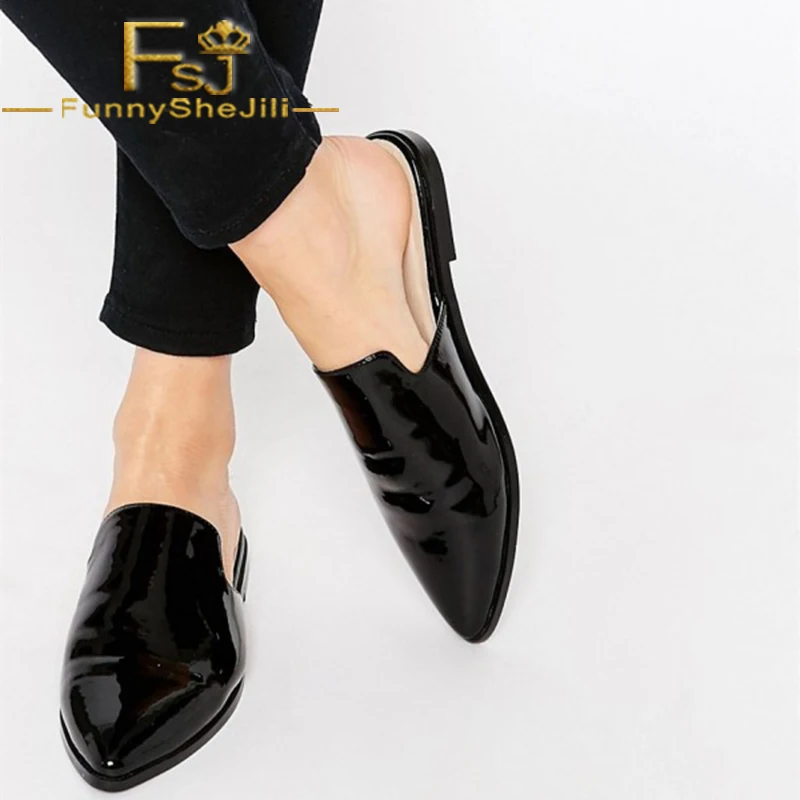 Black Patent Leather Mules Pointed Toe Office For Women Sexy Pointed Toe Spring Autumn Big Size US 16 Fashion Slippers FSJ
Black Patent Leather Mules Pointed Toe Office For Women Sexy Pointed Toe Spring Autumn Big Size US 16 Fashion Slippers FSJ