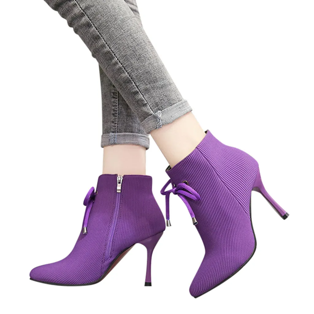 New Women Ankle Boots Roman High Heels Thin Heel Side Zipper Booties Fashion Brand Design Ladies Party Shoes Woman Purple Black
New Women Ankle Boots Roman High Heels Thin Heel Side Zipper Booties Fashion Brand Design Ladies Party Shoes Woman Purple Black