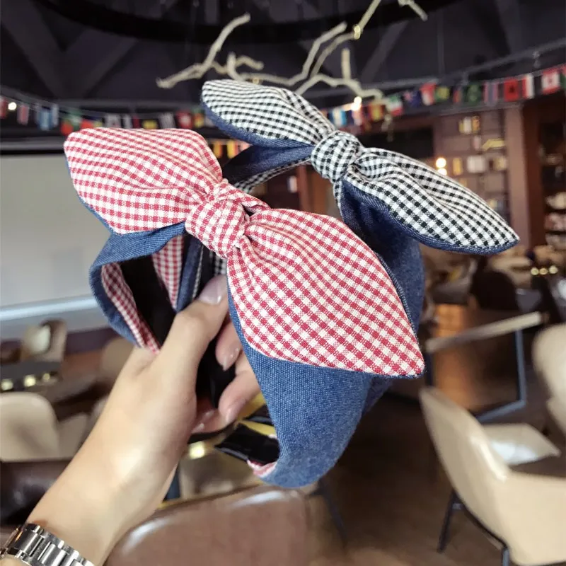 Korea Color Matching Denim Fabric Plaid Hair Accessories For Girls Top Knot Cross Hair Band Hair Bow Headbands For Women
Korea Color Matching Denim Fabric Plaid Hair Accessories For Girls Top Knot Cross Hair Band Hair Bow Headbands For Women