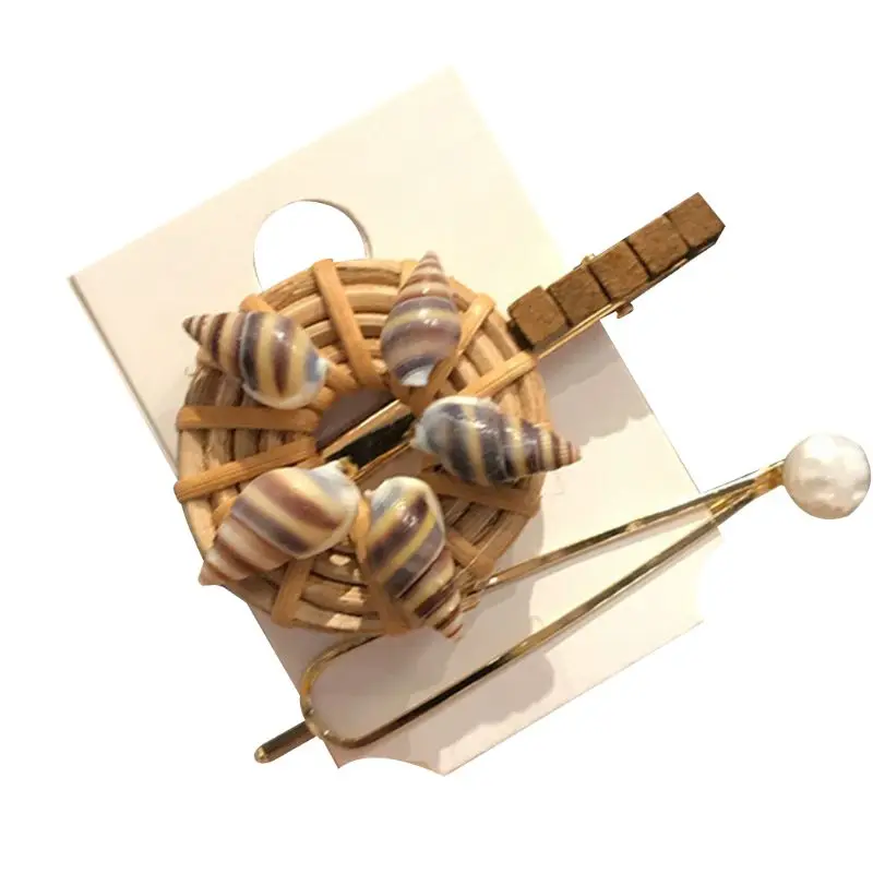 2Pcs/Set Ocean Style Geometric Vintage Wood Rattan Hair Clip Seashell Conch Imitation Pearl Metal Hairpin Women Hair Accessories
2Pcs/Set Ocean Style Geometric Vintage Wood Rattan Hair Clip Seashell Conch Imitation Pearl Metal Hairpin Women Hair Accessories