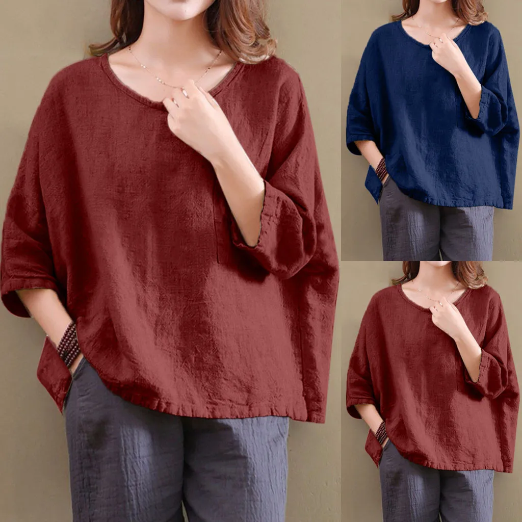 Plus Size Women T-Shirt Loose Ramie Cotton Oversized Pullover Three-Quarter Top Clothers Shirt Fashion Hot Sale Simple Style
Plus Size Women T-Shirt Loose Ramie Cotton Oversized Pullover Three-Quarter Top Clothers Shirt Fashion Hot Sale Simple Style