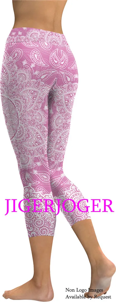 JIGERJOGER Spring Yellow Ganesha Capris Leggings JIGERJOGER Spring Yellow Ganesha Capris Leggings