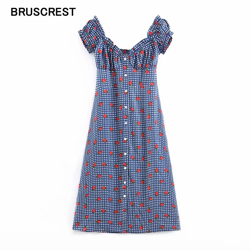 Strawberry dress blue plaid chiffon Summer dress 2019 vintage ladies dresses boho ruffle button long midi dress beach vestidos
Strawberry dress blue plaid chiffon Summer dress 2019 vintage ladies dresses boho ruffle button long midi dress beach vestidos