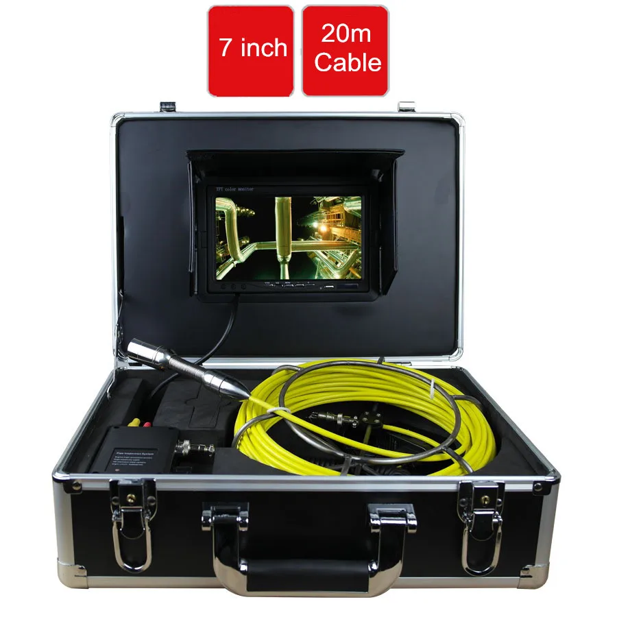 7" LCD Monitor 20m Fiberglass Push Rod Cable Waterproof Drain Pipe Inspection Camera System Used for Pipeline Inspection
7" LCD Monitor 20m Fiberglass Push Rod Cable Waterproof Drain Pipe Inspection Camera System Used for Pipeline Inspection