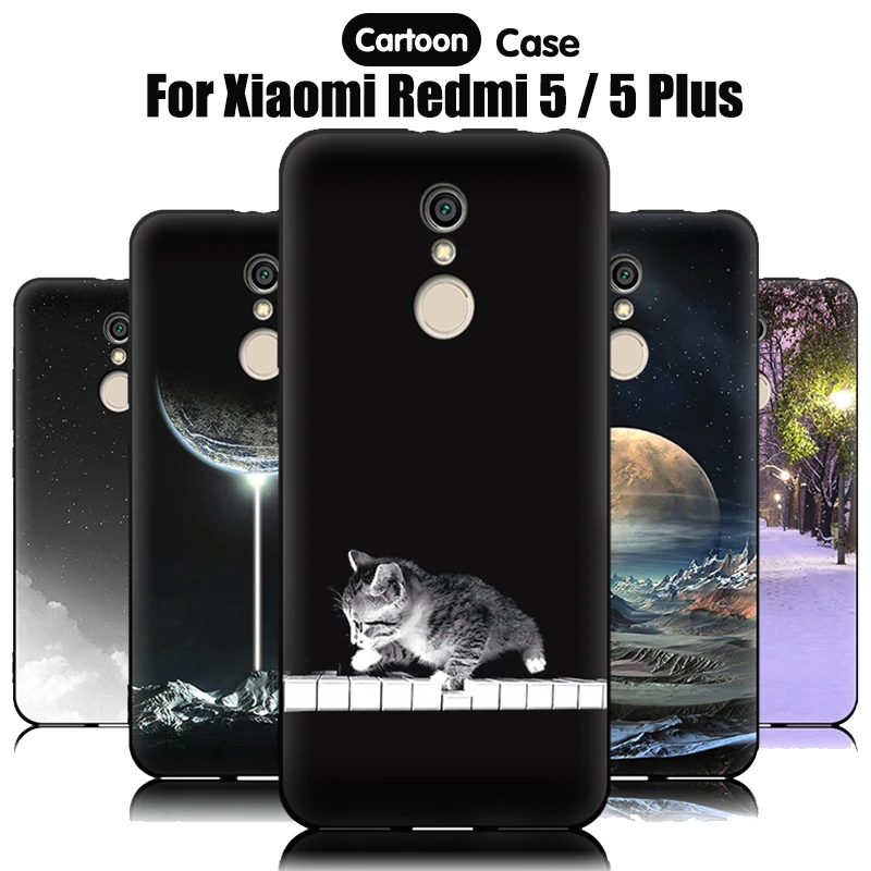 JURCHEN Phone Case For Xiaomi Redmi 5 Plus 3D Cute Cartoon Paint Silicone Cover / Capa Coque |